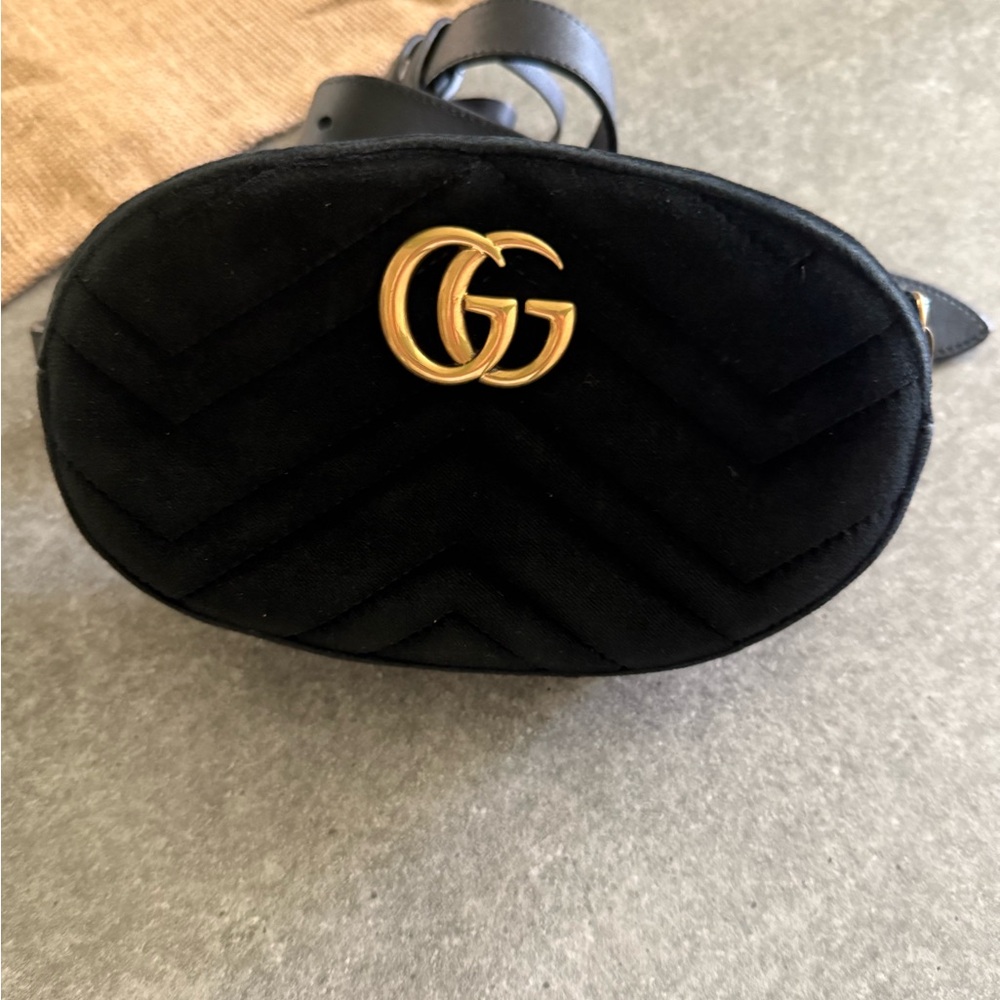 Gucci Belt Bag Bum Bag Black Velvet And Leather Belt